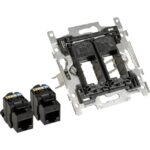 Prise murale double RJ45 Cat6A PoE++ compatible Niko, configuration visible, vue complémentaire 2