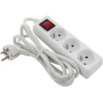 Multiprise 3 prises avec interrupteur 1,5 m blanc, surface mat, vue complémentaire 1