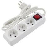Multiprise 3 prises avec interrupteur 1,5 m blanc, surface mat, vue complémentaire 2