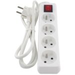 Multiprise 4 prises avec interrupteur 1,5 m blanc IP20, configuration visible, vue complémentaire 1