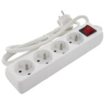 Multiprise 4 prises avec interrupteur 1,5 m blanc IP20, configuration visible, vue complémentaire 2