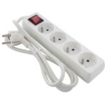 Multiprise 4 prises avec interrupteur 1,5 m blanc IP20, configuration visible, vue complémentaire 3