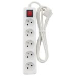 Multiprise 5 prises 1,5 m avec interrupteur blanc, surface mat, vue complémentaire 1