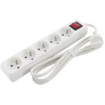 Multiprise 5 prises 1,5 m avec interrupteur blanc, surface mat, vue complémentaire 3