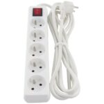 Multiprise 5 prises 3 m avec interrupteur blanc IP20, surface mat, vue complémentaire 1