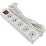 Multiprise 5 prises 3 m avec interrupteur blanc IP20, surface mat, vue complémentaire 2
