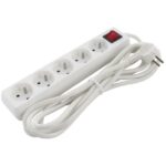 Multiprise 5 prises 3 m avec interrupteur blanc IP20, surface mat, vue complémentaire 3