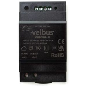 Alimentation rail DIN 15 V 4 A Velbus, dimensions 92,66 x 52,00 x 58,00 mm