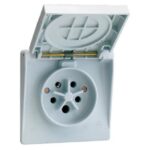 Prise industrielle semi-étanche 3P+N+T 32A IP44, finition gris, vue complémentaire 1