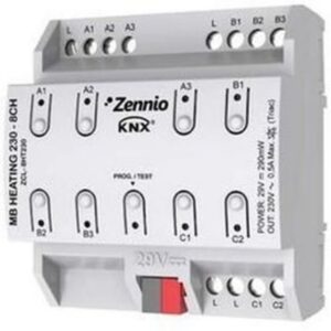 Module chauffage KNX 8 canaux 230 V, configuration visible