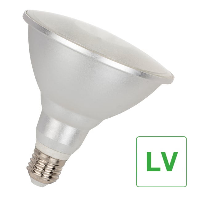 BAI LED Spot PAR38 E27 12V 24V AC/DC 12W 920lm 3000K Alu, finition blanc