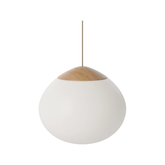 Pendant Ø41cm Matt opal glass Oiled oak Solid