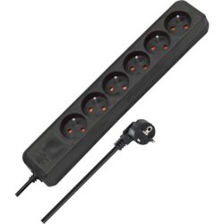 Prolongateur multiprise Eco-Line 6 prises noir 1,5m 3G1,5 *FR/BE*, configuration visible
