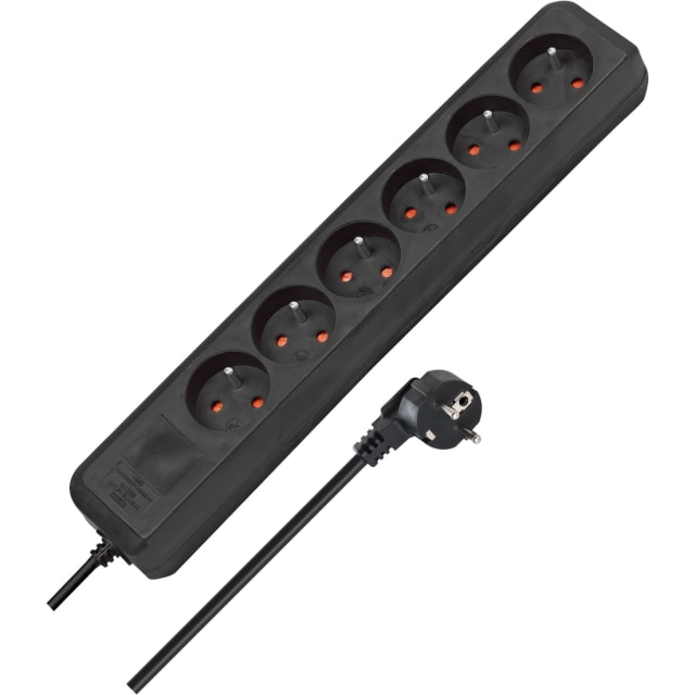 Prolongateur multiprise Eco-Line 6 prises noir 1,5m 3G1,5 *FR/BE*, configuration visible
