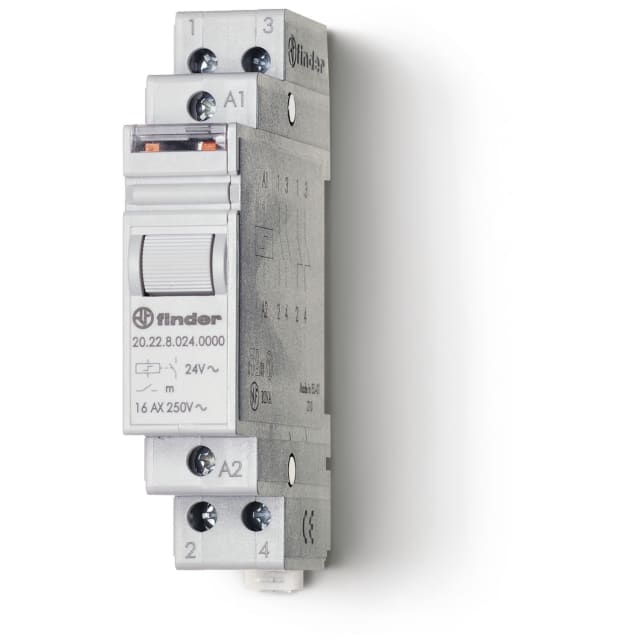 Télérupteur modulaire 2NO 16A 24V DC, commutateur 4 séquences, montage barre DIN
