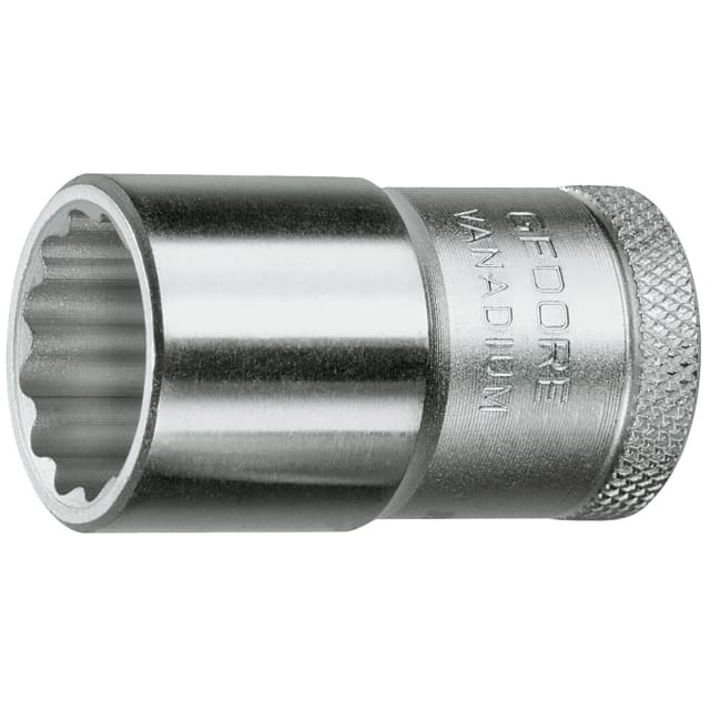 Douille chromée douze pans avec bague extérieure moletée