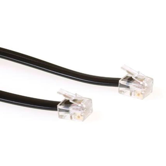 Câble téléphonique noir plat avec deux fiches modulaires