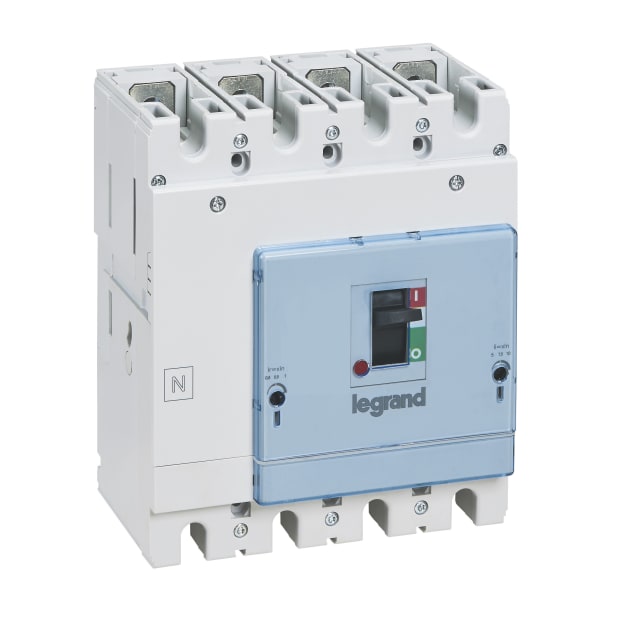 Disjoncteur compact tétrapolaire blanc avec levier frontal