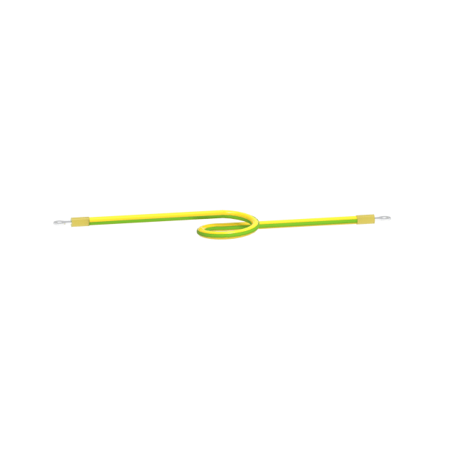 Câble jaune vert court équipé de deux cosses annulaires