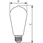Schéma coté d’une ampoule décorative allongée