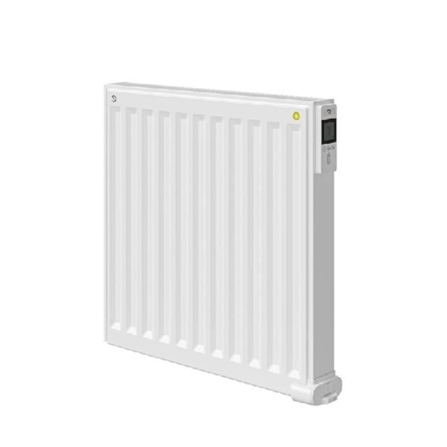 Radiateur électrique horizontal blanc à façade rainurée