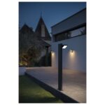 Borne lumineuse extérieure anthracite haute avec tête inclinée schéma technique