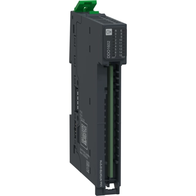 Module industriel étroit noir avec bornier vert
