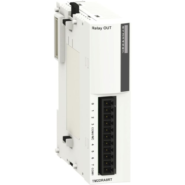 Modules d'entrées / sorties montrant module sortie discret M238 - 8 sorties relais - 1 bloc de branchement vis amovib