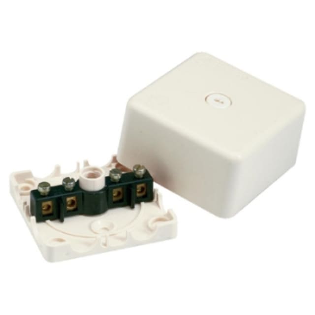 Boîte de dérivation 2,5mm² IP54 ivoire avec rosace à bornes, configuration visible