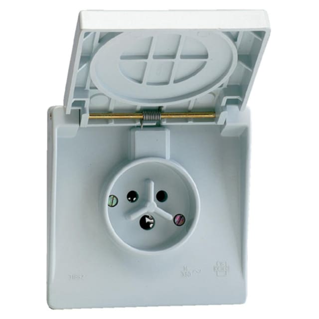 Prise étoile semi-étanche 2P+T 16A IP44, finition gris