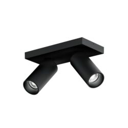 Plafonnier noir carré avec deux spots cylindriques orientables