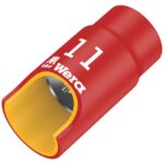 Douille isolée rouge montrant son ouverture hexagonale jaune