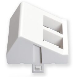 Adaptateur keystone incliné 45x45 mm blanc, configuration et finitions visibles