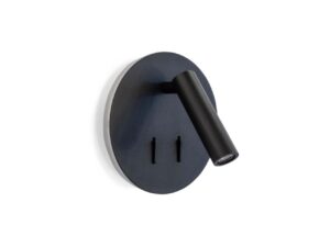 Applique murale LED liseuse noire 6W, forme et finition du produit visibles