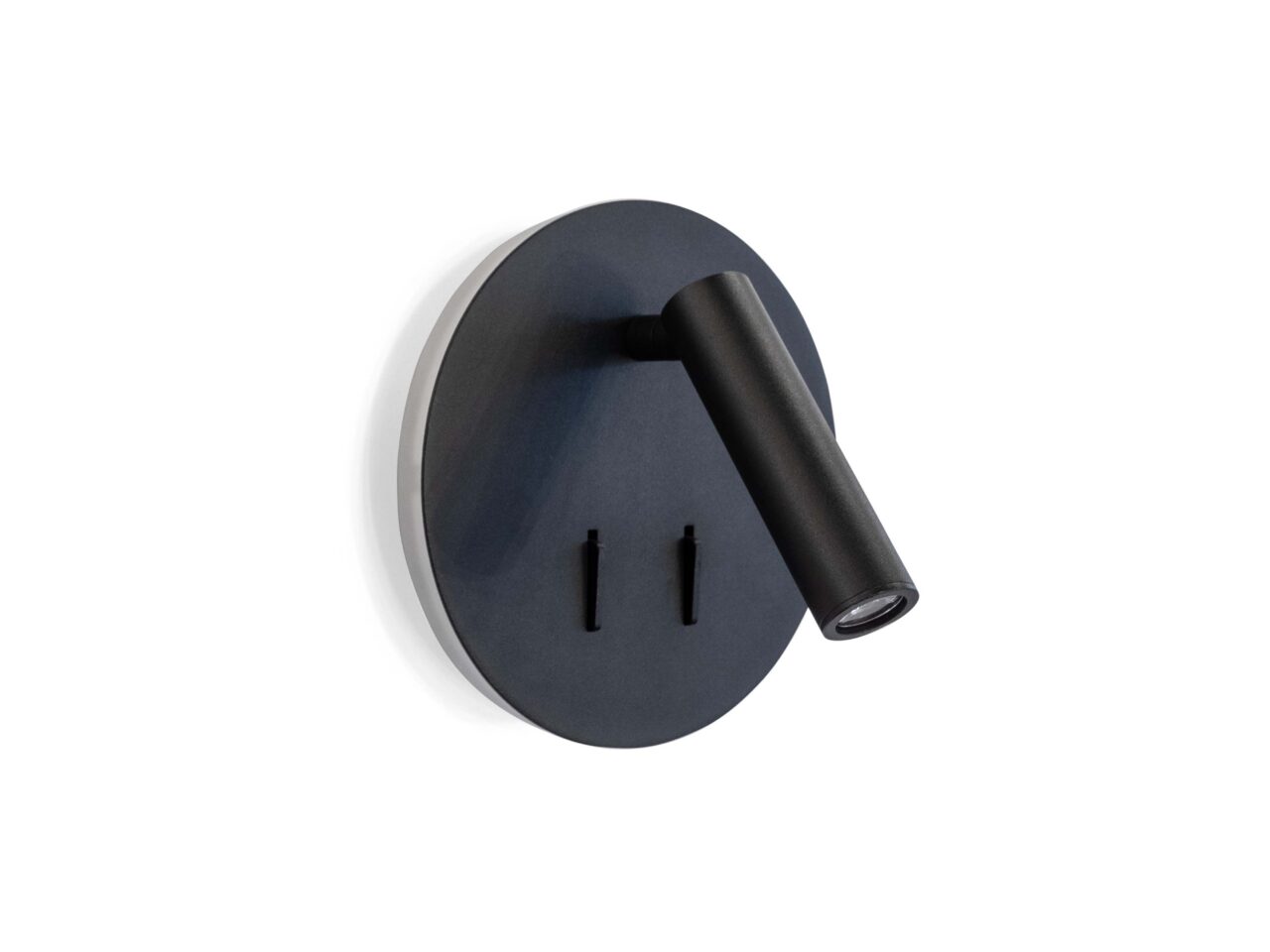 FANLIGHT — vue produit de Applique murale LED liseuse noire Applique murale LED liseuse noire 6W, forme et finition du produit visibles