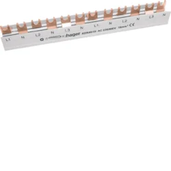 Barre de pontage fourche 3P+N 16 mm² 12 modules, forme et finition du produit visibles