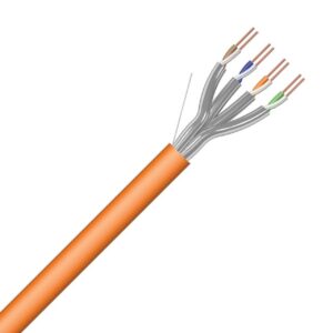 Câble réseau Cat 6A LSZH orange, forme et finition du produit visibles