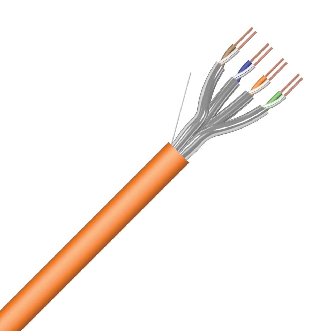 Aginode Belgium — vue produit de Câble réseau Cat 6A Câble réseau Cat 6A LSZH orange, forme et finition du produit visibles