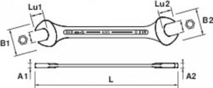 Clé plate double 12 x 13 mm DIN 3110 longueur, forme et finition du produit visibles