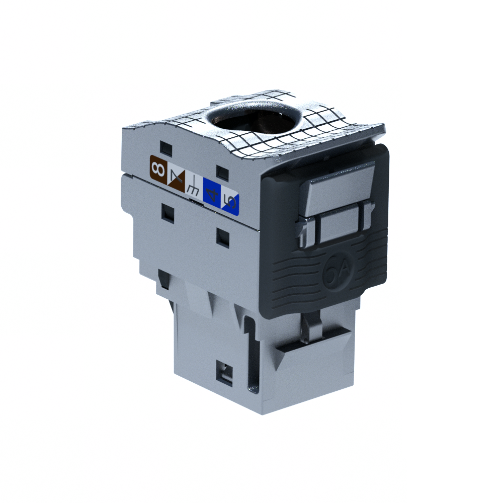 Legrand Linkeo C+ connecteur blindé avec verrouillage anthracite Connecteur métallique avec clip anthracite marqué 6A et repérage latéral des conducteurs