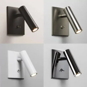 Lampe de lecture LED carrée blanche avec interrupteur, forme et finition du produit visibles