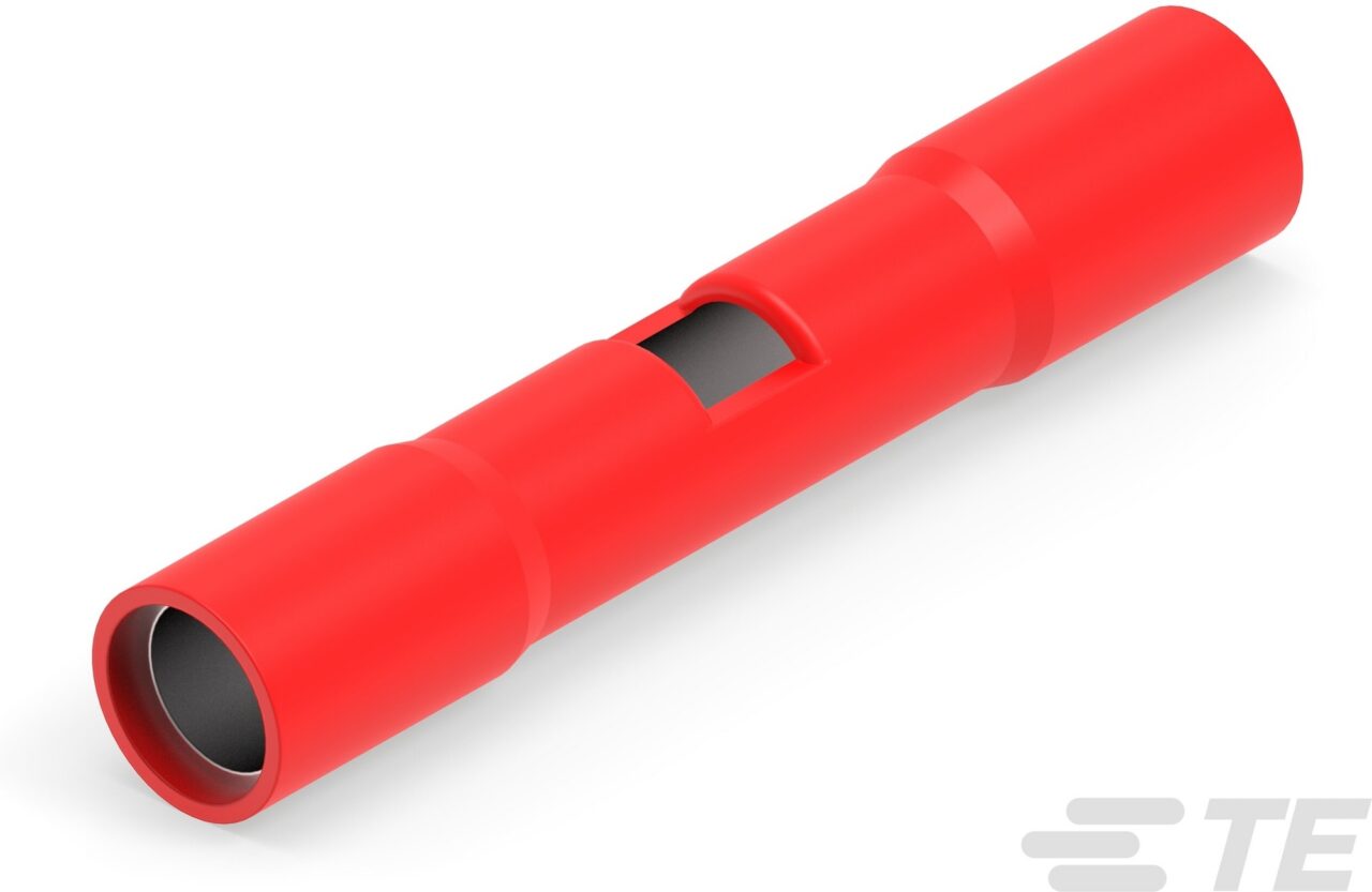 TYCO-AMP présentation technique du Manchon de raccord nylon rouge 0,25-1,6 Manchon de raccord nylon rouge 0,25-1,6, configuration et finitions visibles