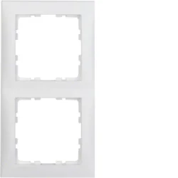 Plaque de recouvrement 2 postes blanc polaire mat, forme et finition du produit visibles