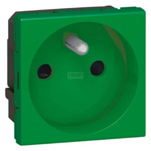 Prise électrique 2P+T Mosaic verte 10/16A 250V, forme et finition du produit visibles