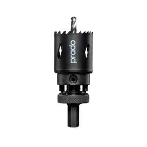 Couronne de perçage noire dentée avec foret central et adaptateur à bague moletée