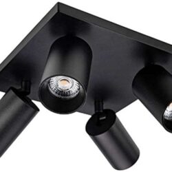 Spot apparent carré noir GU10 avec lampe, configuration et finitions visibles