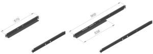 Support de barre 1U noir 570 à 900 mm, forme et finition du produit visibles