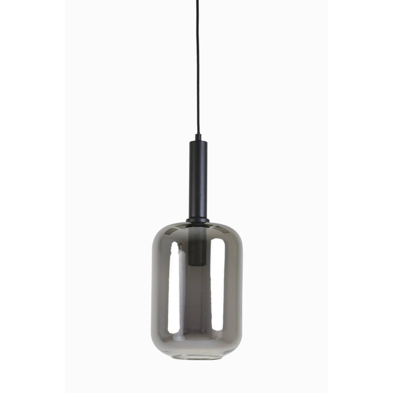 LIGHT&LIVING — vue produit de Suspension noire et verre fumé Suspension noire et verre fumé Ø22x52 cm LEKAR, forme et finition du produit visibles
