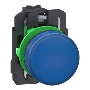 Voyant lumineux bleu modulaire avec bague de fixation verte