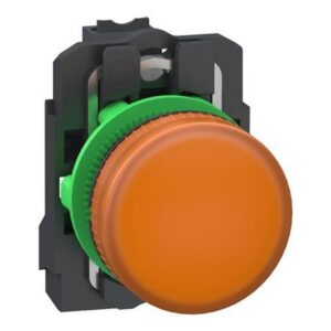 Voyant lumineux orange modulaire avec bague de fixation verte
